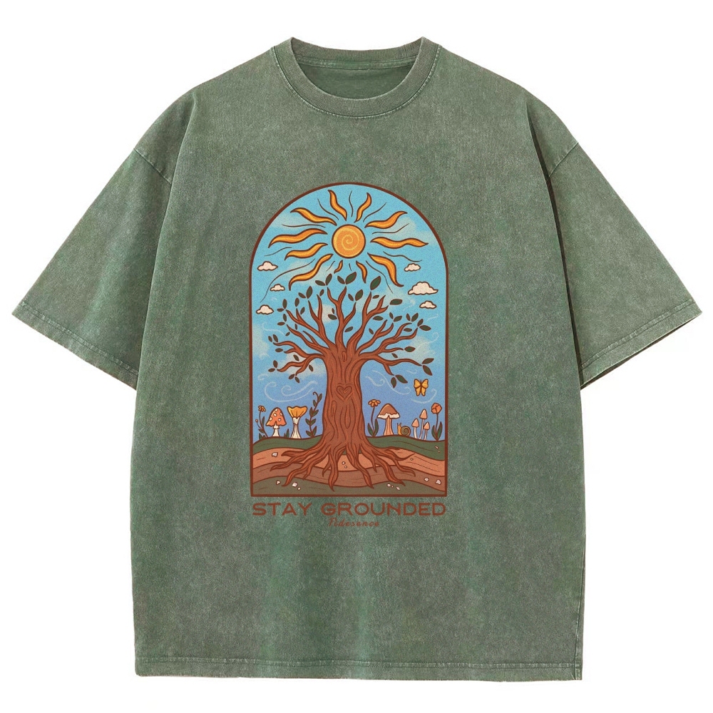 Washed T-Shirt | Hippie Sun Stay Encouraged Unisex Fit | TIDESENCE