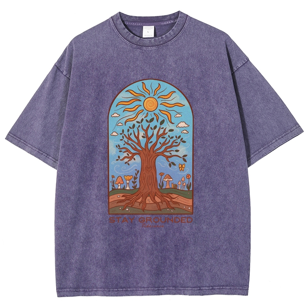 Washed T-Shirt | Hippie Sun Stay Encouraged Unisex Fit | TIDESENCE