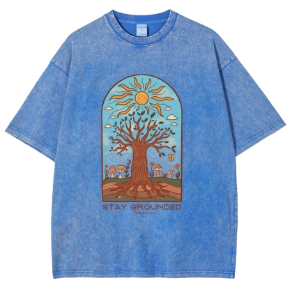Washed T-Shirt | Hippie Sun Stay Encouraged Unisex Fit | TIDESENCE