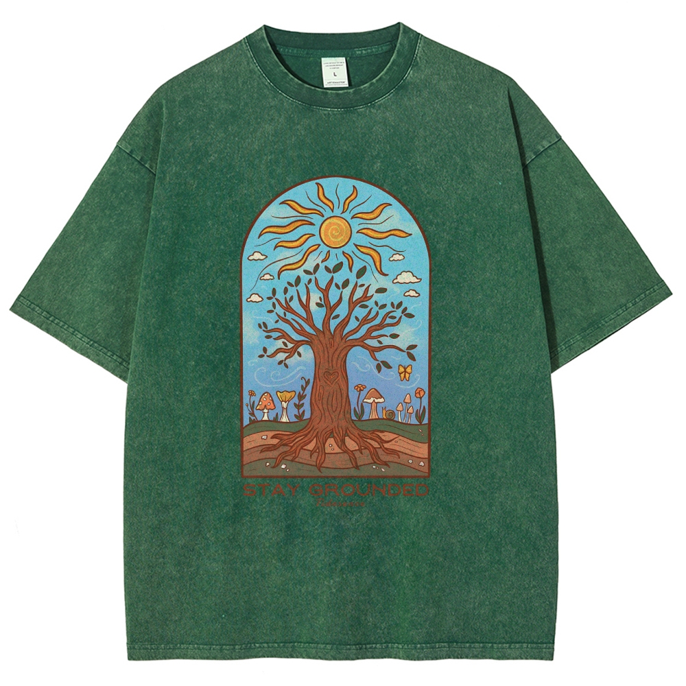Washed T-Shirt | Hippie Sun Stay Encouraged Unisex Fit | TIDESENCE