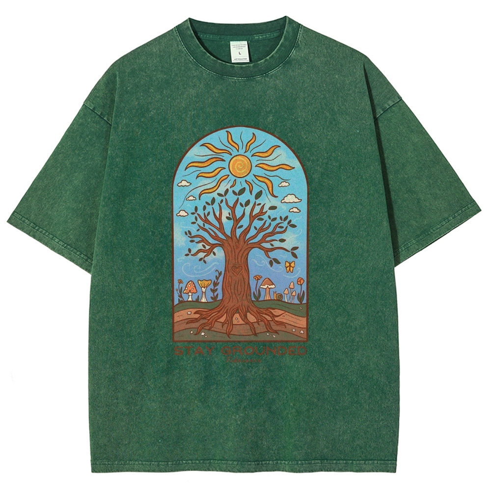 Washed T-Shirt | Hippie Sun Stay Encouraged Unisex Fit | TIDESENCE