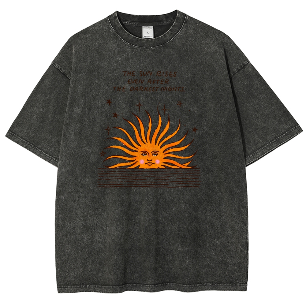 Washed T-Shirt | Hippie Sun Unisex Fit The Sun Rises | TIDESENCE