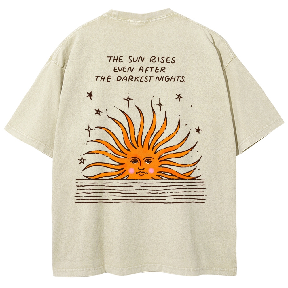Washed T-Shirt | Hippie Sun Unisex Fit The Sun Rises | TIDESENCE