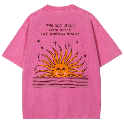 Washed T-Shirt | Hippie Sun Unisex Fit The Sun Rises | TIDESENCE