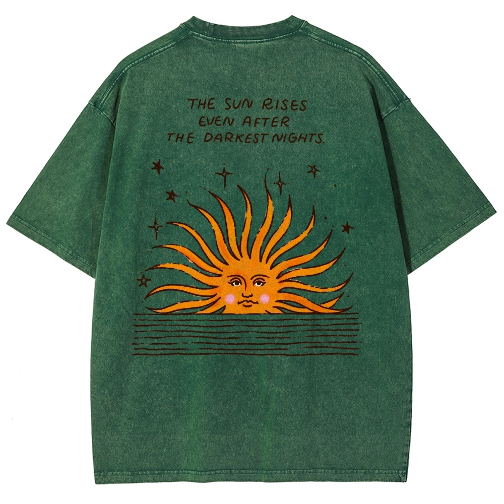 Washed T-Shirt | Hippie Sun Unisex Fit The Sun Rises | TIDESENCE