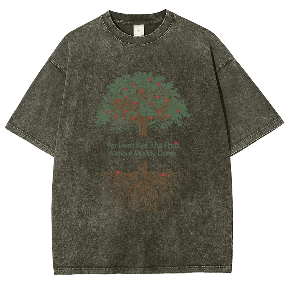 Washed T-Shirt | Forest Muddy Roots Unisex Fit | TIDESENCE