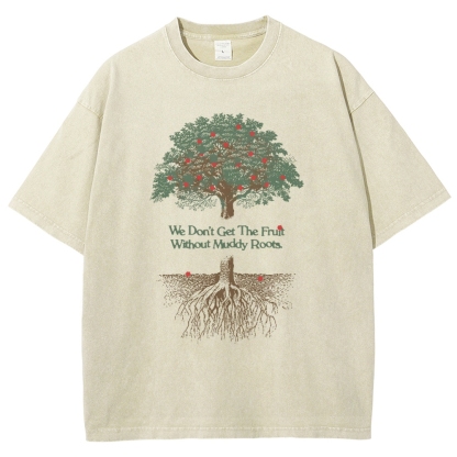 Washed T-Shirt | Forest Muddy Roots Unisex Fit | TIDESENCE