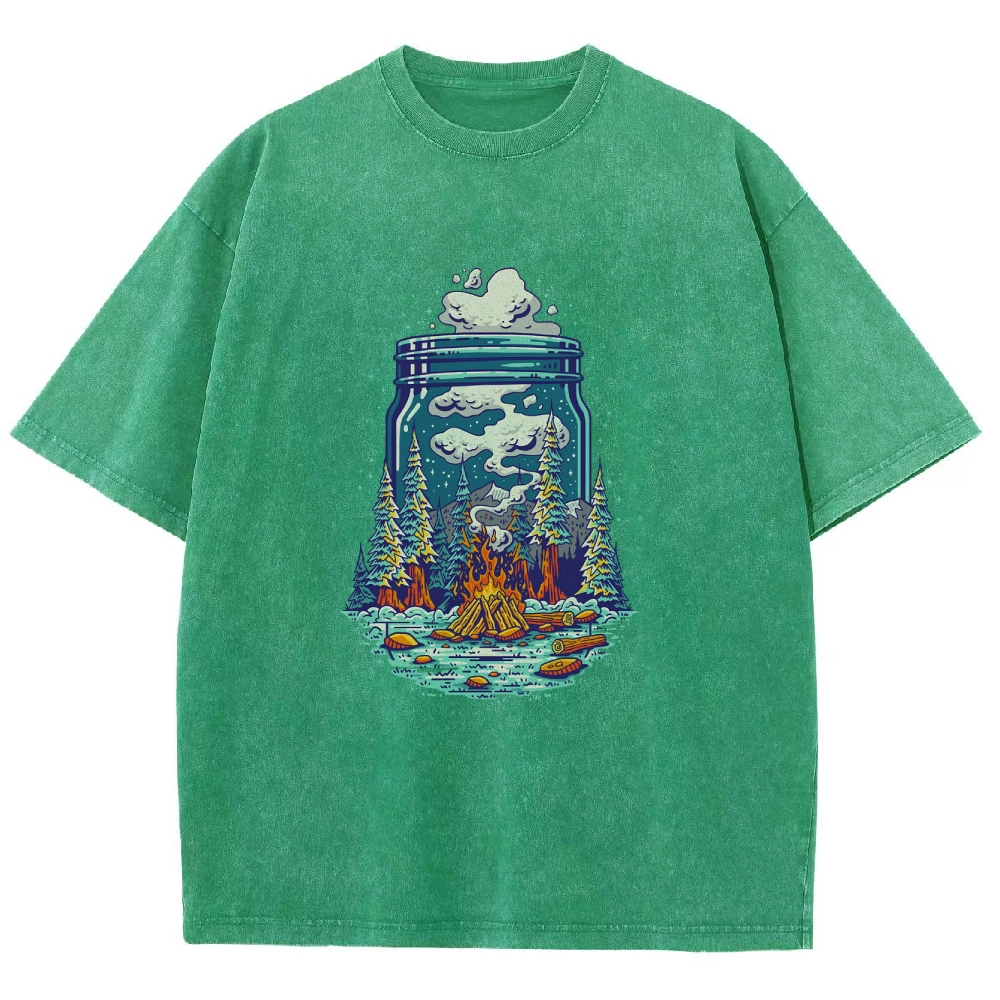 Washed T-Shirt | Unisex Fit Forest Fire | TIDESENCE