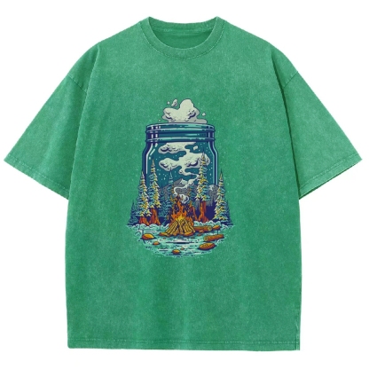 Washed T-Shirt | Unisex Fit Forest Fire | TIDESENCE