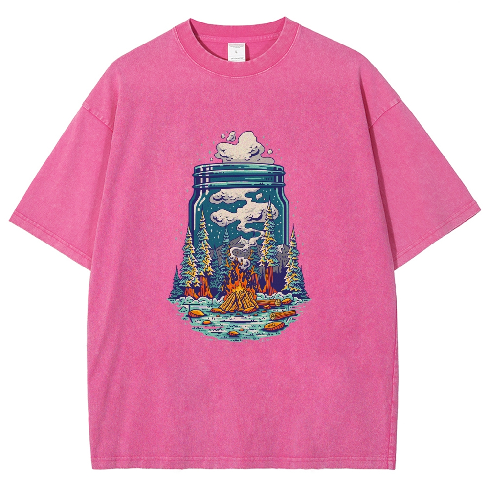 Washed T-Shirt | Unisex Fit Forest Fire | TIDESENCE