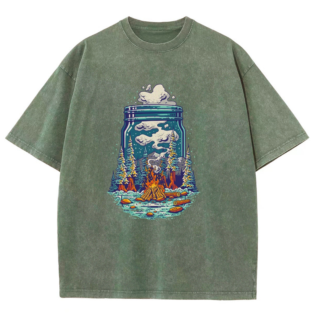 Washed T-Shirt | Unisex Fit Forest Fire | TIDESENCE