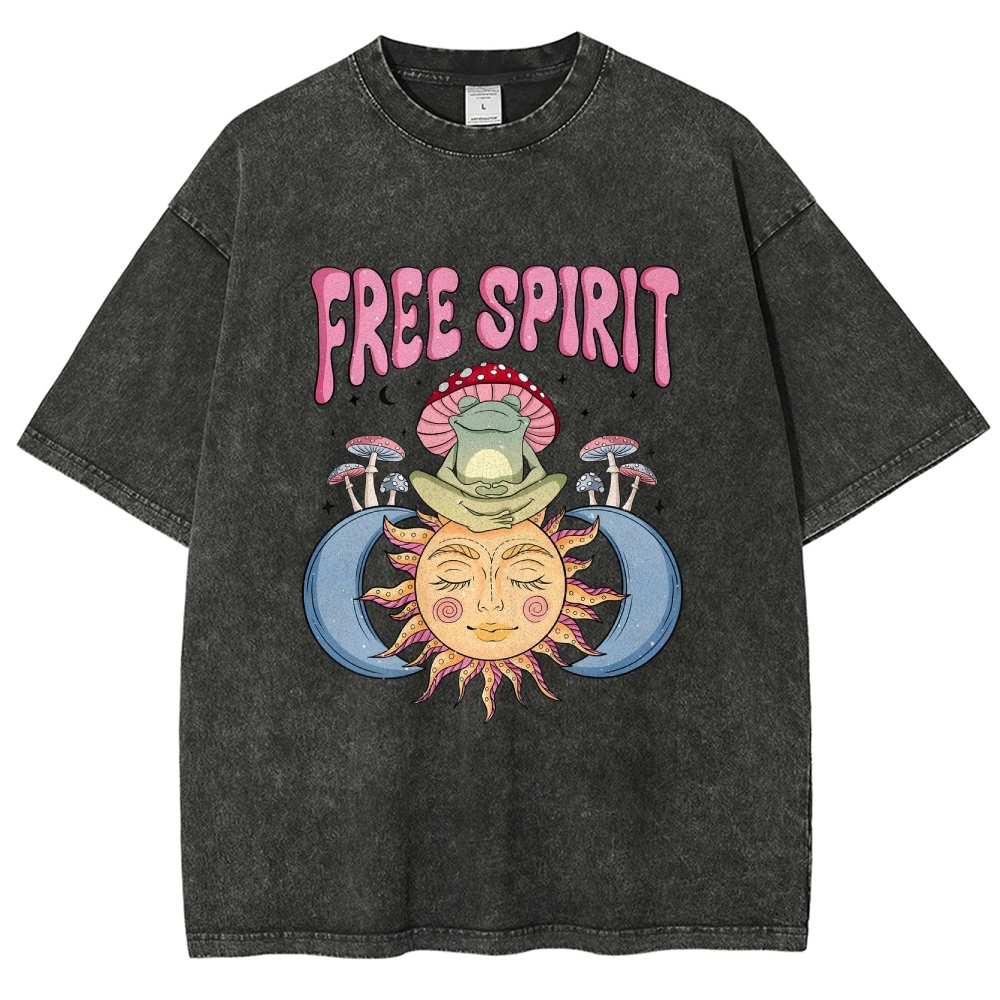Washed T-Shirt | Hippie Sun Free Spirit Unisex Fit | TIDESENCE