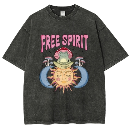 Washed T-Shirt | Hippie Sun Free Spirit Unisex Fit | TIDESENCE