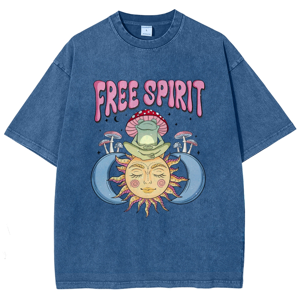 Washed T-Shirt | Hippie Sun Free Spirit Unisex Fit | TIDESENCE
