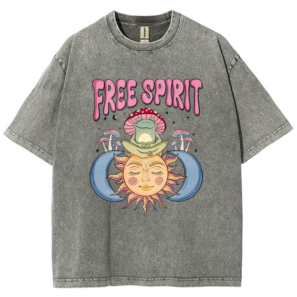 Washed T-Shirt | Hippie Sun Free Spirit Unisex Fit | TIDESENCE