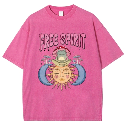 Washed T-Shirt | Hippie Sun Free Spirit Unisex Fit | TIDESENCE