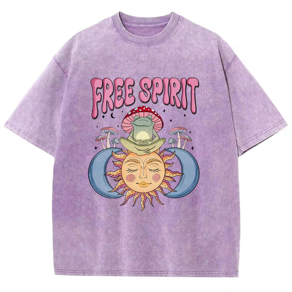 Washed T-Shirt | Hippie Sun Free Spirit Unisex Fit | TIDESENCE