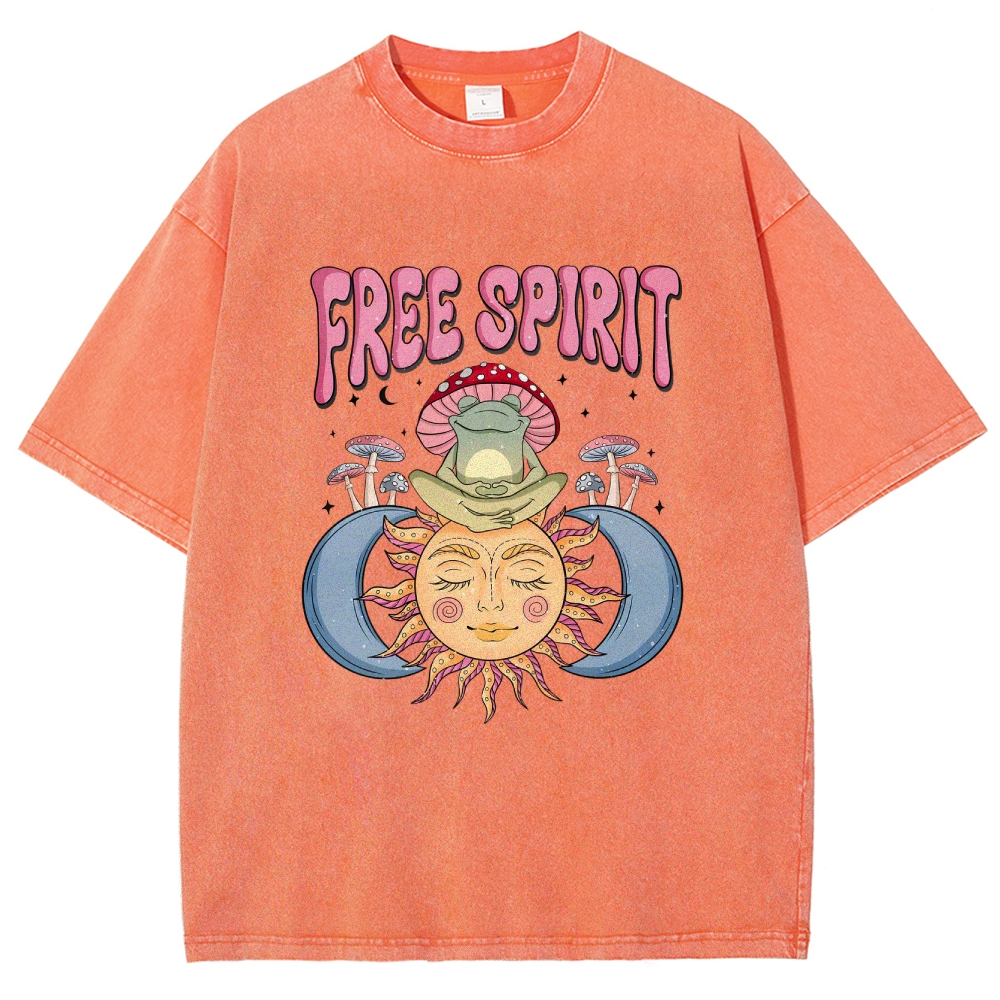 Washed T-Shirt | Hippie Sun Free Spirit Unisex Fit | TIDESENCE