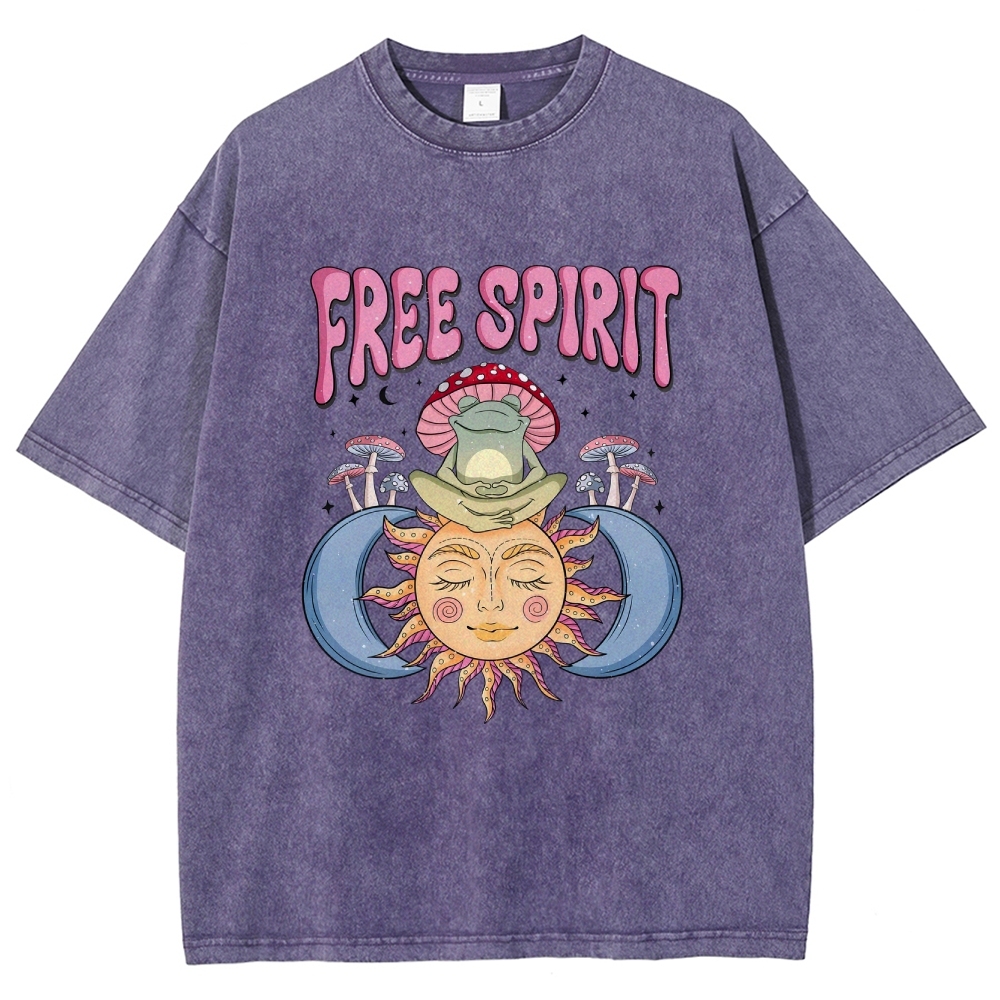 Washed T-Shirt | Hippie Sun Free Spirit Unisex Fit | TIDESENCE