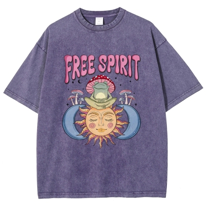 Washed T-Shirt | Hippie Sun Free Spirit Unisex Fit | TIDESENCE