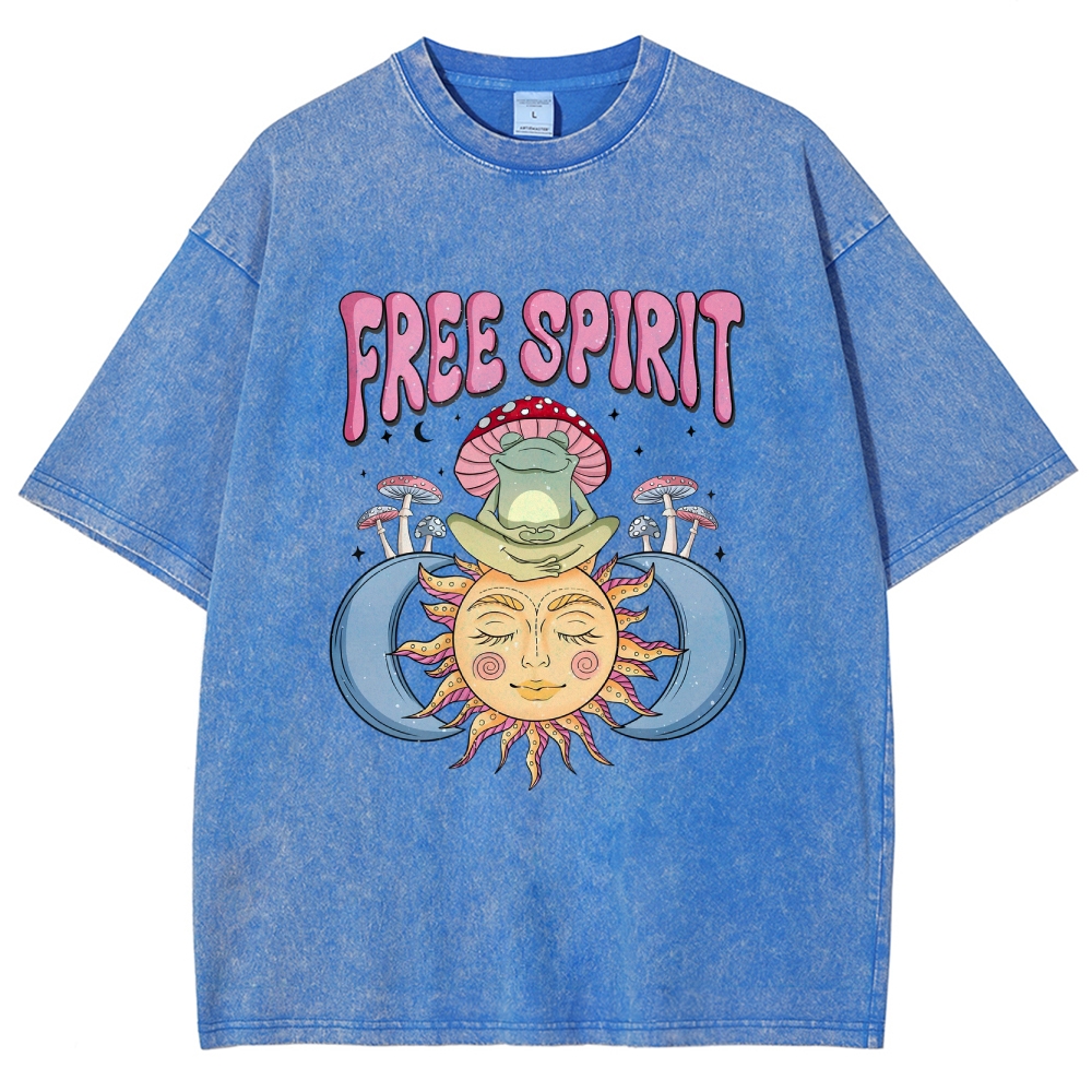 Washed T-Shirt | Hippie Sun Free Spirit Unisex Fit | TIDESENCE