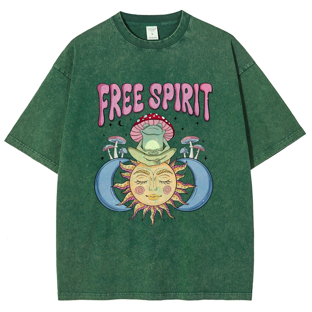 Washed T-Shirt | Hippie Sun Free Spirit Unisex Fit | TIDESENCE