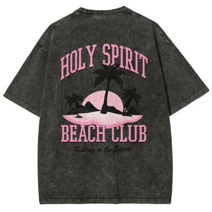 Washed T-Shirt | Surf Unisex Fit Holy Spirit Beach Club | TIDESENCE