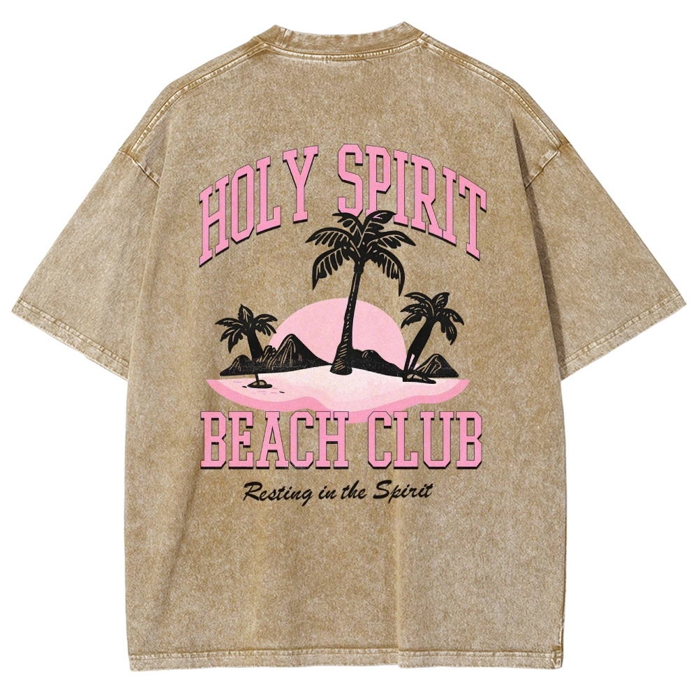 Washed T-Shirt | Surf Unisex Fit Holy Spirit Beach Club | TIDESENCE