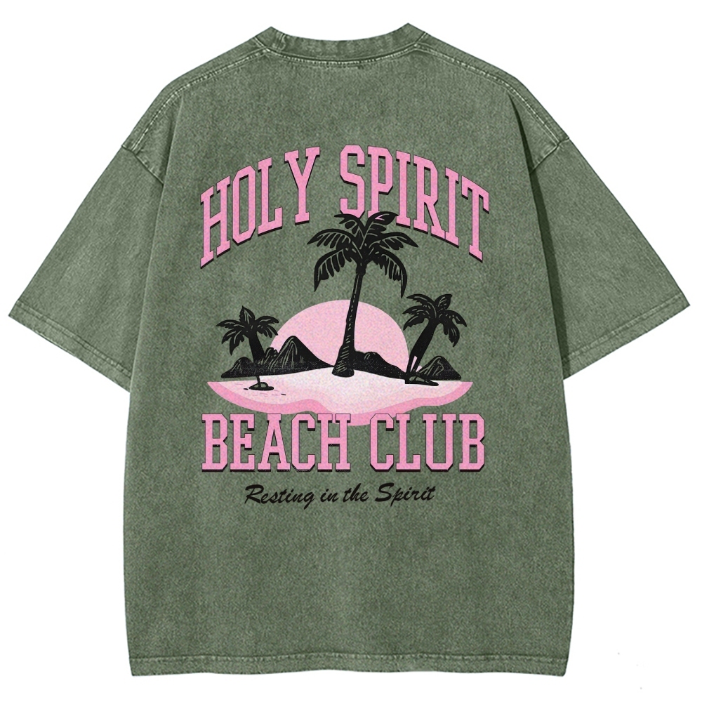 Washed T-Shirt | Surf Unisex Fit Holy Spirit Beach Club | TIDESENCE