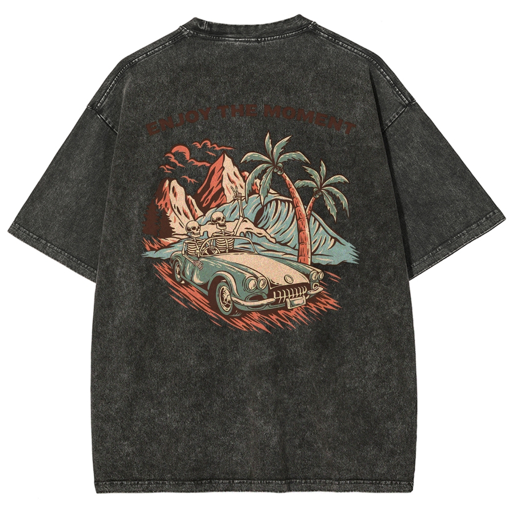 Washed T-Shirt | Adventure Journey Unisex Enjoy The Moment | TIDESENCE