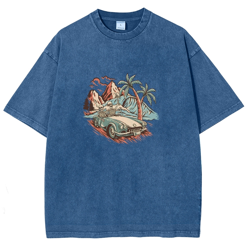 Washed T-Shirt | Adventure Journey Unisex Enjoy The Moment | TIDESENCE