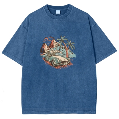 Washed T-Shirt | Adventure Journey Unisex Enjoy The Moment | TIDESENCE