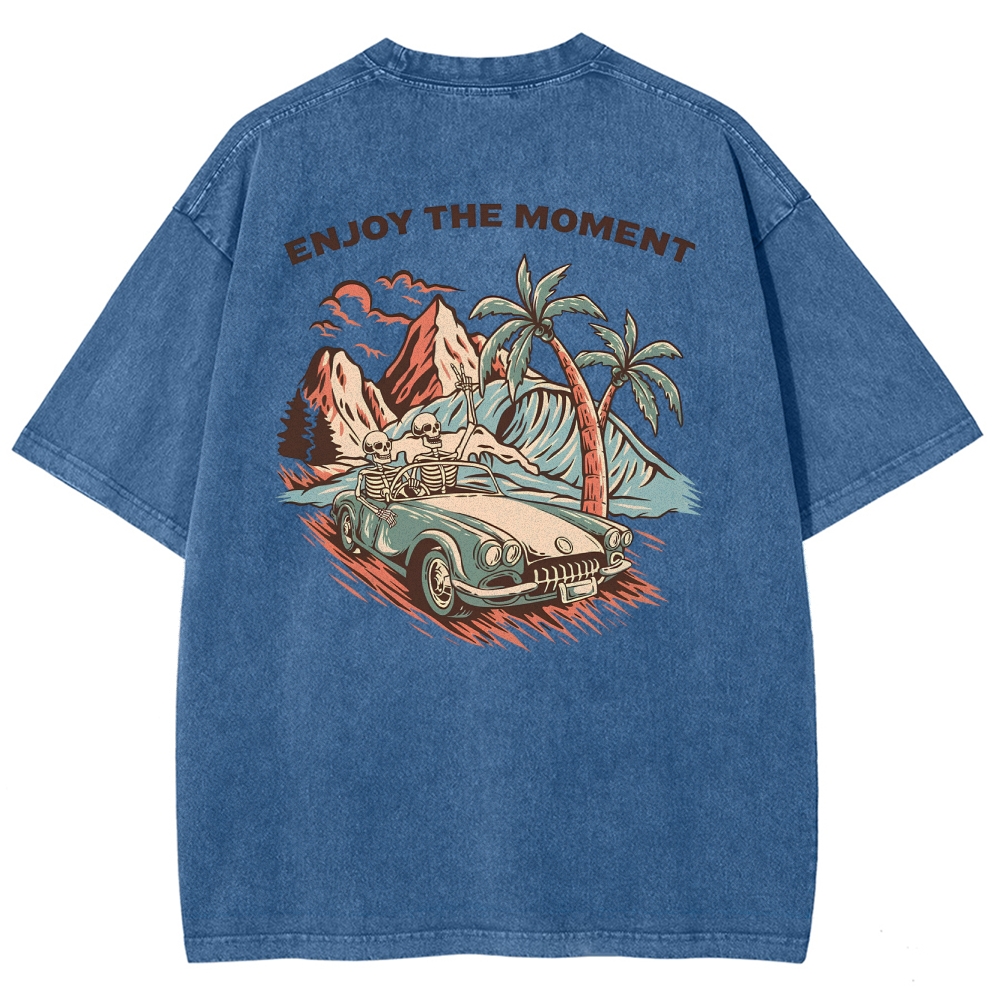 Washed T-Shirt | Adventure Journey Unisex Enjoy The Moment | TIDESENCE