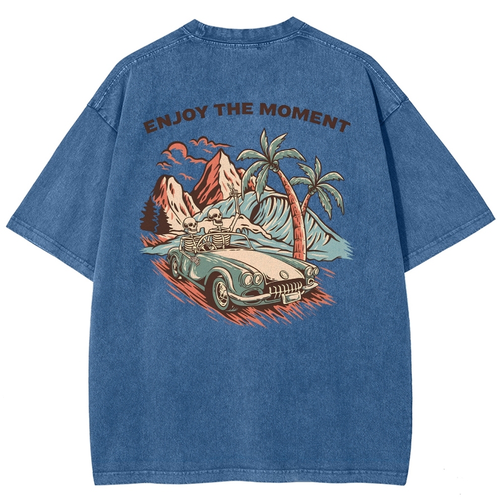Washed T-Shirt | Adventure Journey Unisex Enjoy The Moment | TIDESENCE