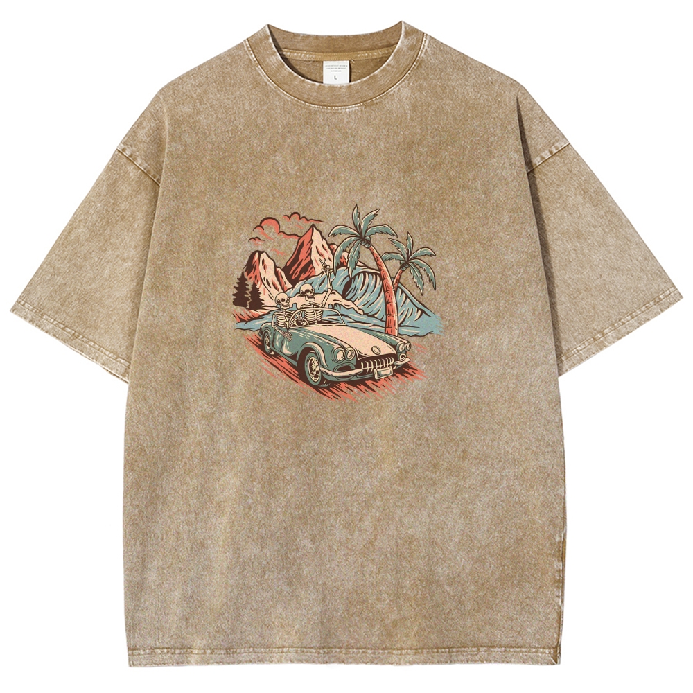 Washed T-Shirt | Adventure Journey Unisex Enjoy The Moment | TIDESENCE