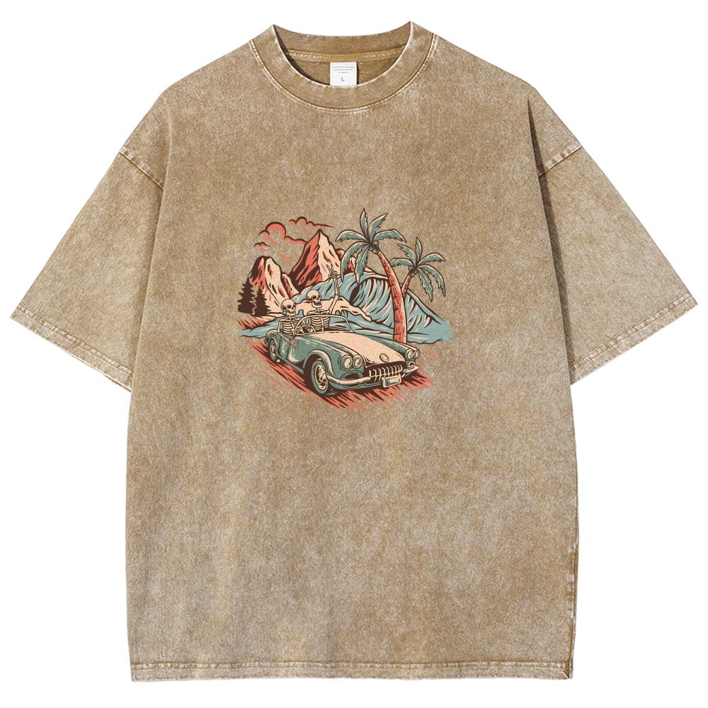 Washed T-Shirt | Adventure Journey Unisex Enjoy The Moment | TIDESENCE