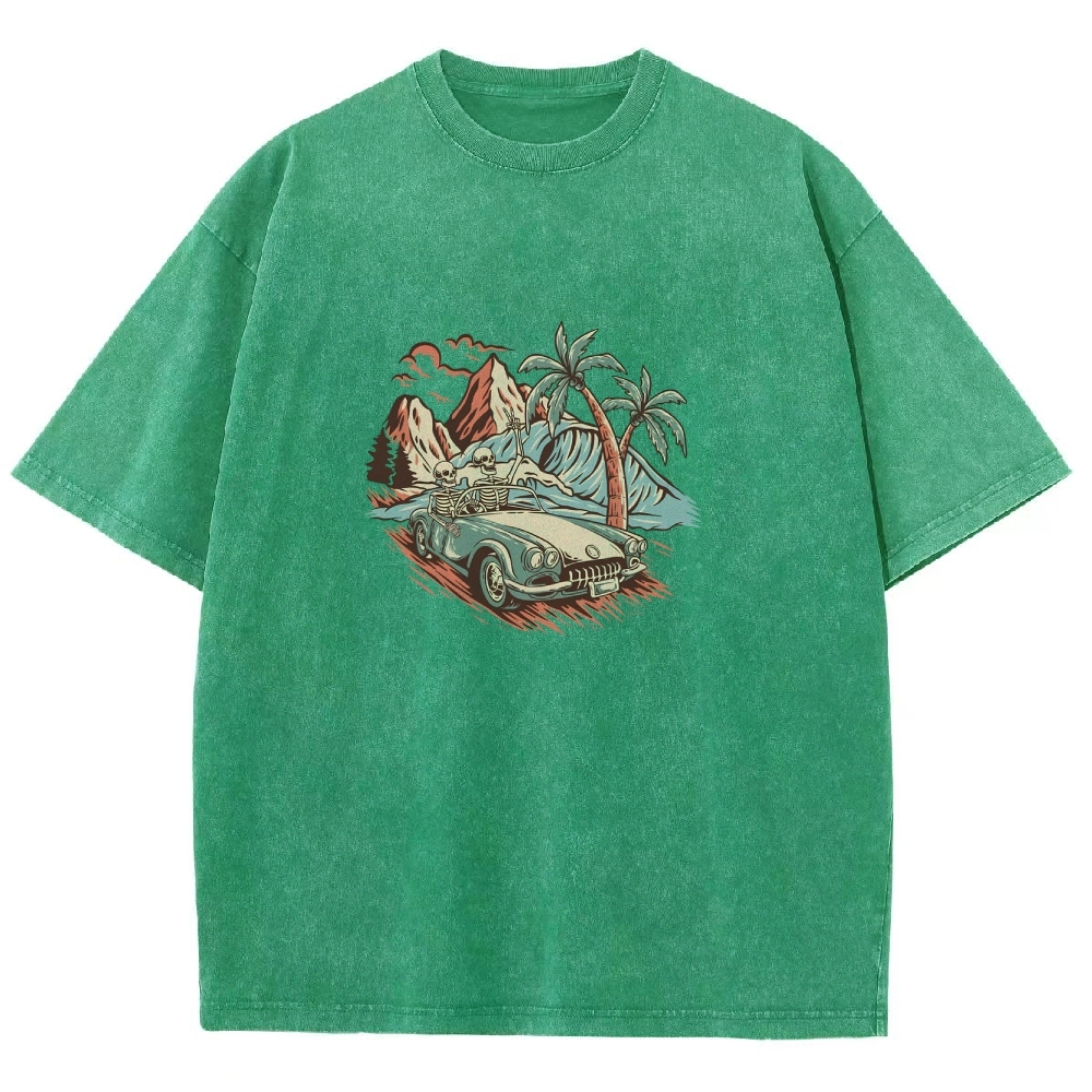 Washed T-Shirt | Adventure Journey Unisex Enjoy The Moment | TIDESENCE