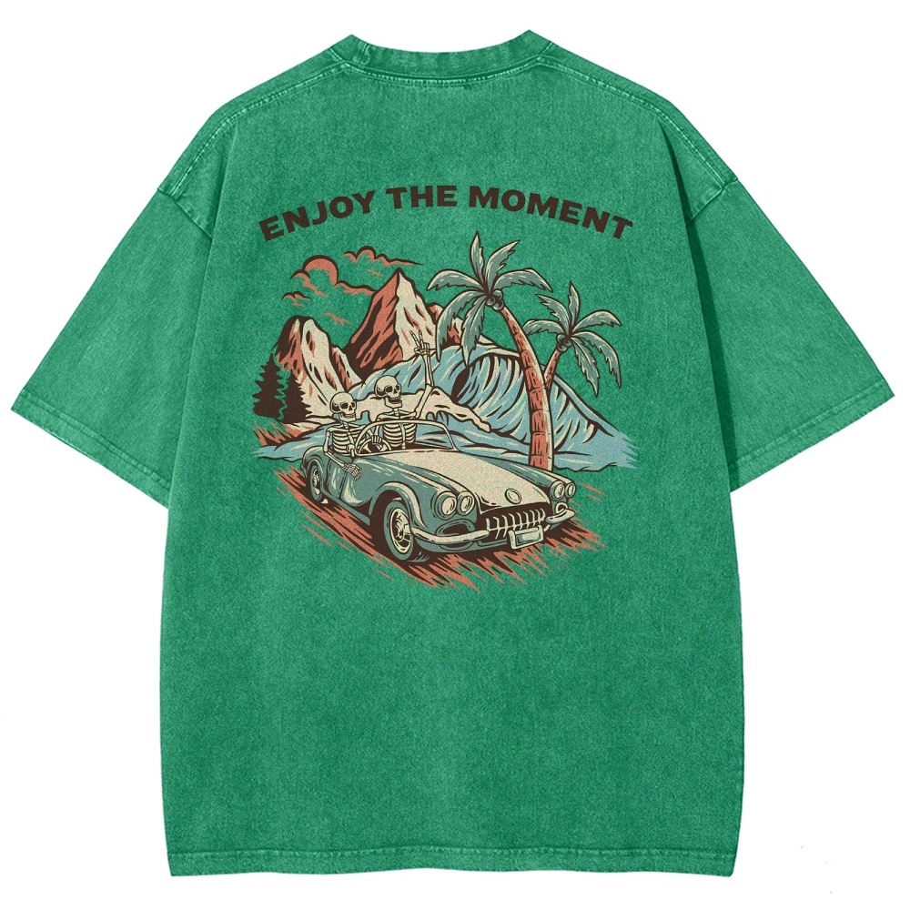 Washed T-Shirt | Adventure Journey Unisex Enjoy The Moment | TIDESENCE