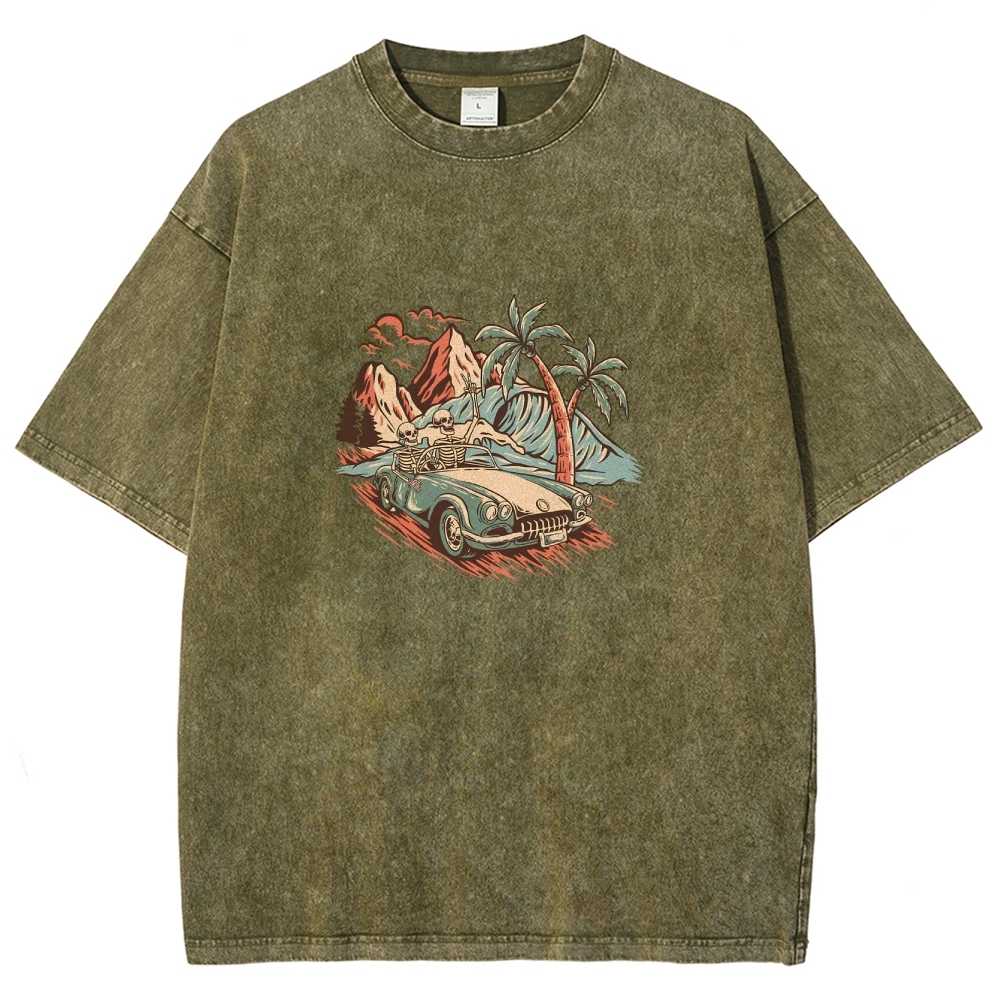 Washed T-Shirt | Adventure Journey Unisex Enjoy The Moment | TIDESENCE