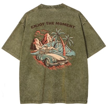 Washed T-Shirt | Adventure Journey Unisex Enjoy The Moment | TIDESENCE