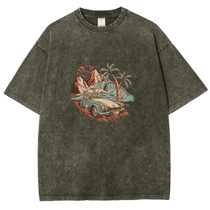 Washed T-Shirt | Adventure Journey Unisex Enjoy The Moment | TIDESENCE