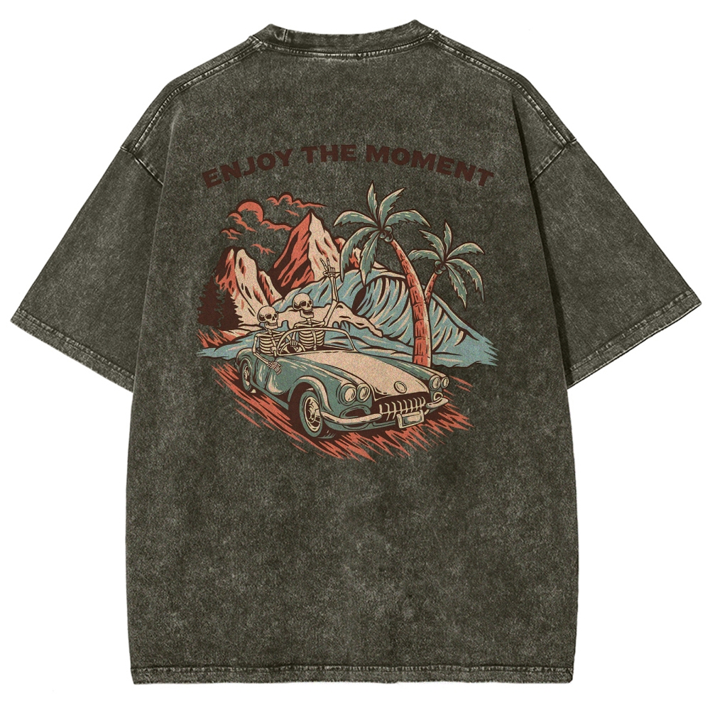 Washed T-Shirt | Adventure Journey Unisex Enjoy The Moment | TIDESENCE