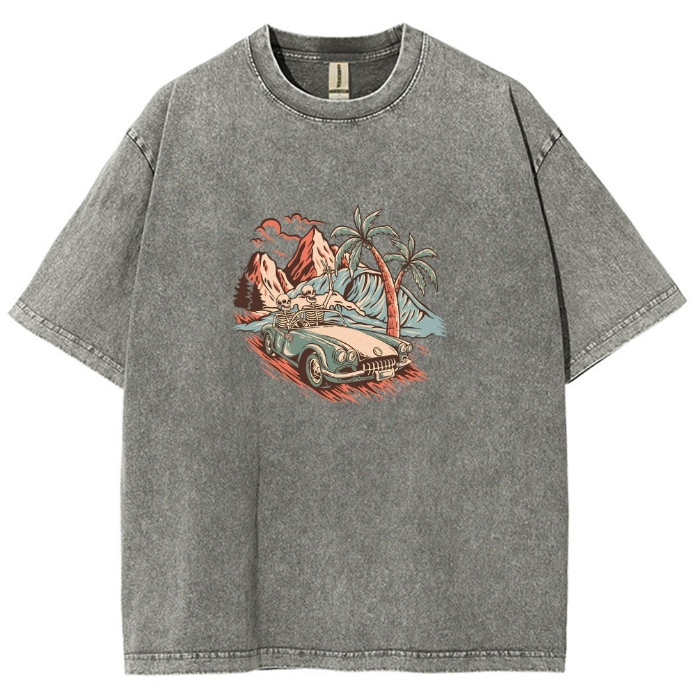 Washed T-Shirt | Adventure Journey Unisex Enjoy The Moment | TIDESENCE