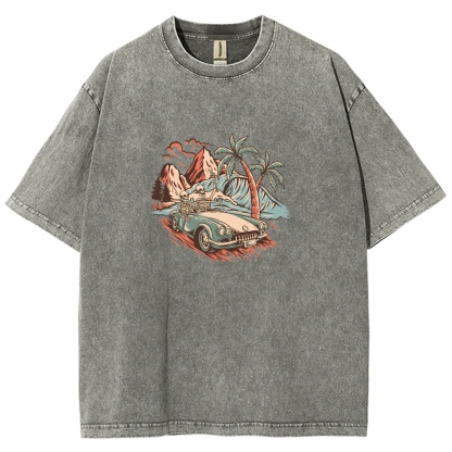 Washed T-Shirt | Adventure Journey Unisex Enjoy The Moment | TIDESENCE