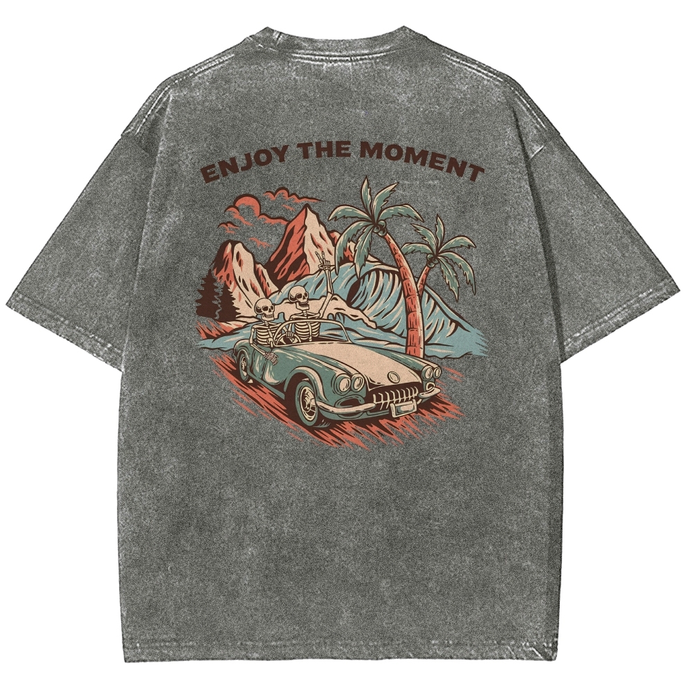 Washed T-Shirt | Adventure Journey Unisex Enjoy The Moment | TIDESENCE