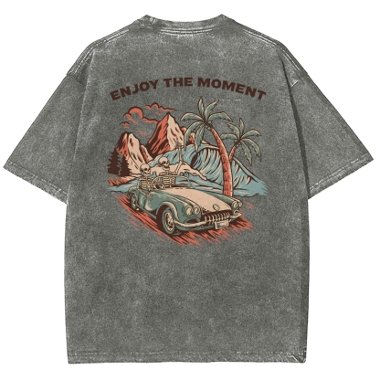 Washed T-Shirt | Adventure Journey Unisex Enjoy The Moment | TIDESENCE