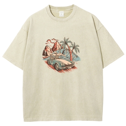 Washed T-Shirt | Adventure Journey Unisex Enjoy The Moment | TIDESENCE