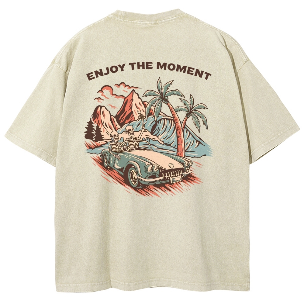 Washed T-Shirt | Adventure Journey Unisex Enjoy The Moment | TIDESENCE