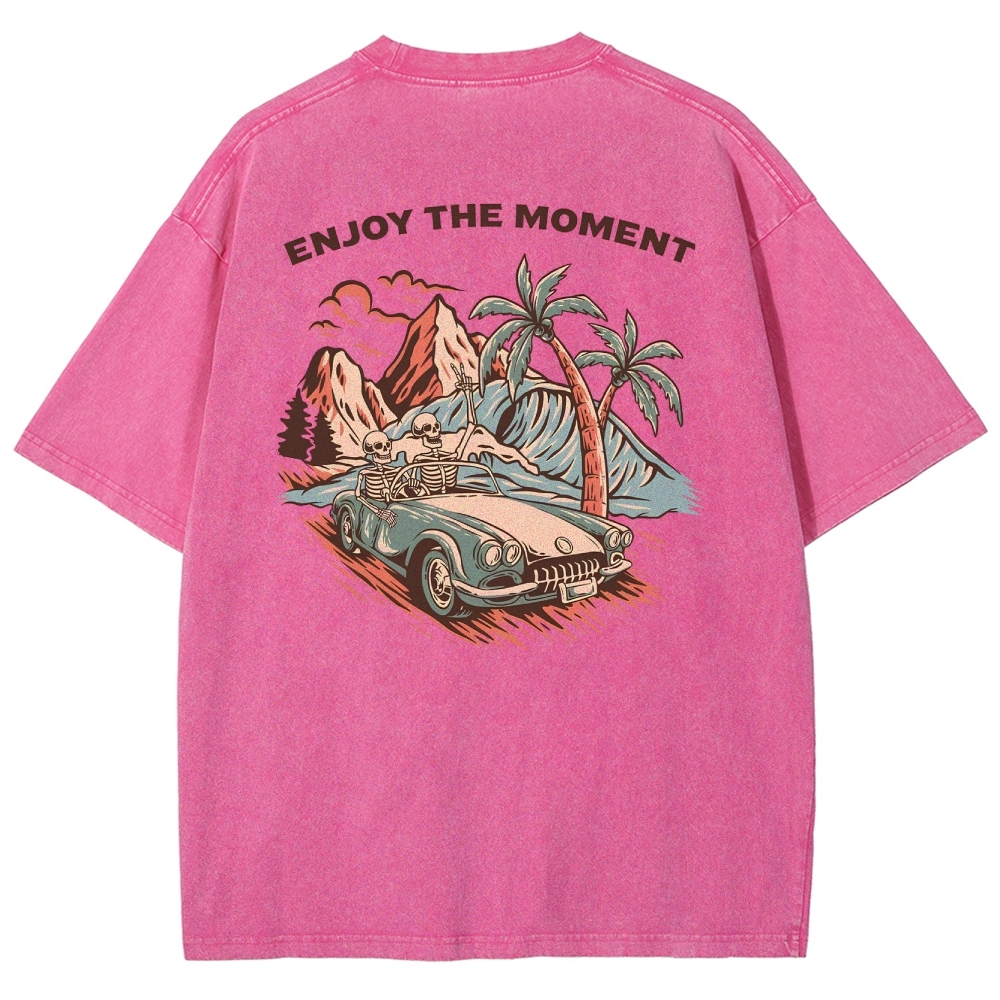 Washed T-Shirt | Adventure Journey Unisex Enjoy The Moment | TIDESENCE