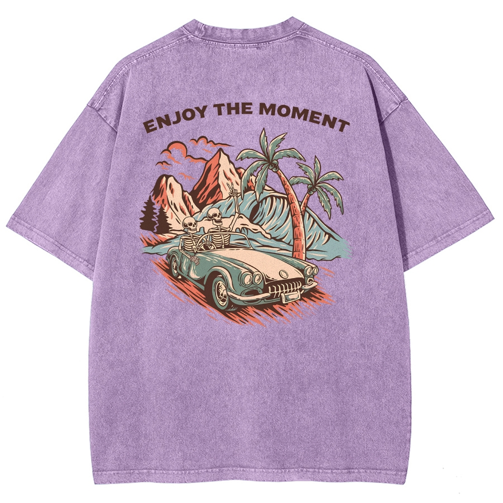 Washed T-Shirt | Adventure Journey Unisex Enjoy The Moment | TIDESENCE
